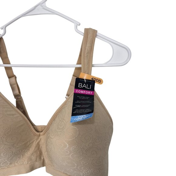 Bali Womens Comfort Revolution Wire-Free Bra Size 40DD Beige Nylon Spandex NEW - Picture 10 of 14